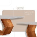 Ver imagem 6 de Mesa Ane 180 Tampo com Vidro Laqueado com 6 Cadeiras Livia Linho Off White Imbuia Natural