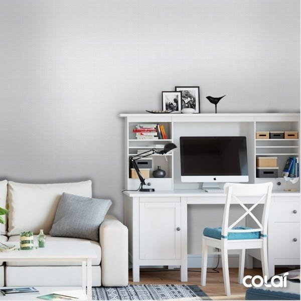 Papel de Parede Lavável Bolinhas com Fundo Cinza 6m - 2