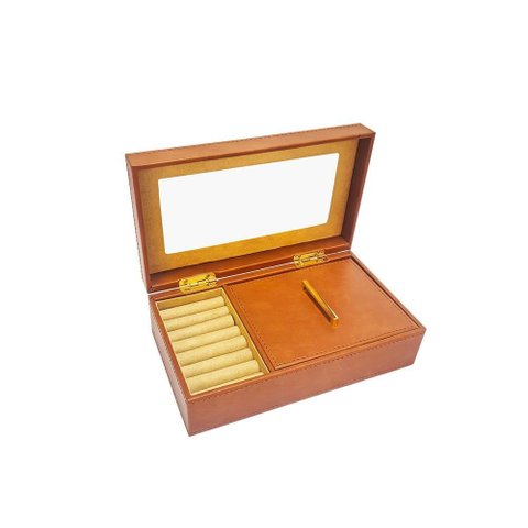 Porta Joias 24x14 Cm em Couro Sintetico Marrom