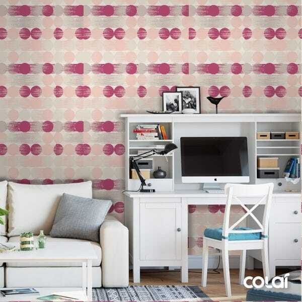 Papel de Parede Lavável Bolas em Tons de Vermelho 9m - 2