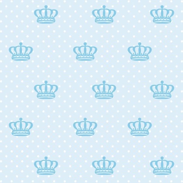 Papel de Parede Adesivo Lavável Coroa Azul Bebê 9m - 1