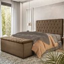 Ver imagem 7 de Kit Cabeceira e Baú Box Solteiro Londres 90cm Vamfer Estofados Veludo Marrom Caramelo