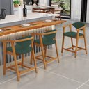 Ver imagem 2 de Kit 05 Banquetas Baixa para Cozinha Sala Jantar Bancada Cecília L02 Suede Verde Musgo - Lyam Decor