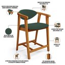 Ver imagem 4 de Kit 05 Banquetas Baixa para Cozinha Sala Jantar Bancada Cecília L02 Suede Verde Musgo - Lyam Decor