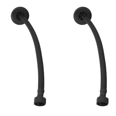 Kit 2 Engate Mangueira Flexível Black Trançado Aço Inox 30cm