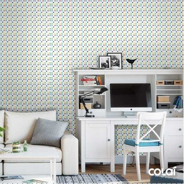 Papel de Parede Adesivo Lavável Mini Bolas Coloridas 3m - 2