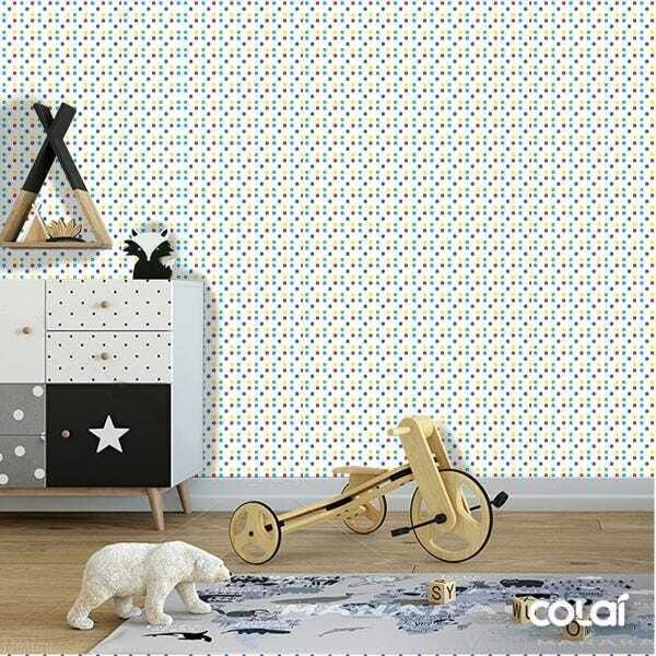 Papel de Parede Adesivo Lavável Mini Bolas Coloridas 3m - 5