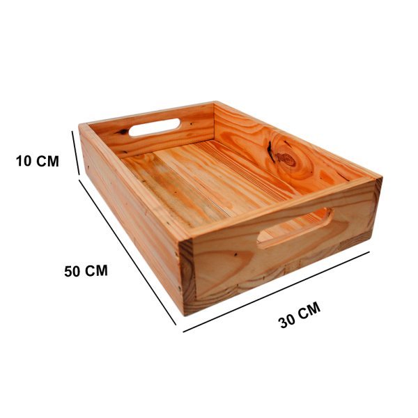 Bandeja Para Refeição Alta 50x30x10 Mogno - 2
