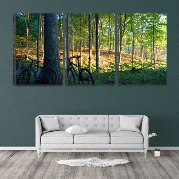 Quadro Decorativo 80x140 bicicletas na mata - 2