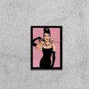 Ver imagem 1 de Quadro Audrey Hepburn Bonequinha de Luxo Rosa 33x24cm - com vidro:Madeira branca
