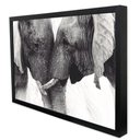 Ver imagem 3 de Quadro Decorativo Elefantes Se Encarando em Moldura Caixa Tacolado Moldura Trad 1cm Madeira Escura C