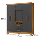 Ver imagem 5 de Guarda Roupa Casal Imperial Carvalho Americano Grafite - Incorplac