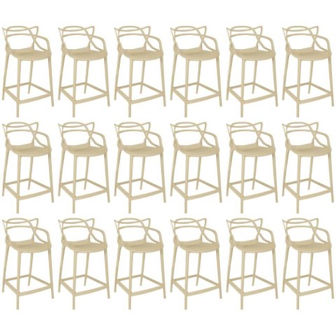 Kit 18 Banquetas Média Allegra 66cm Design Cozinha/bancada - Nude