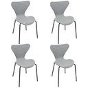 Ver imagem 1 de Kit 4 Cadeiras Jacobsen Polipropileno Sala Jantar Base Preta - Cinza