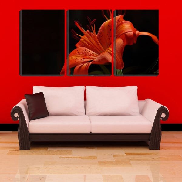 Quadro Decorativo 80x140 flor vermelha fundo pb - 2