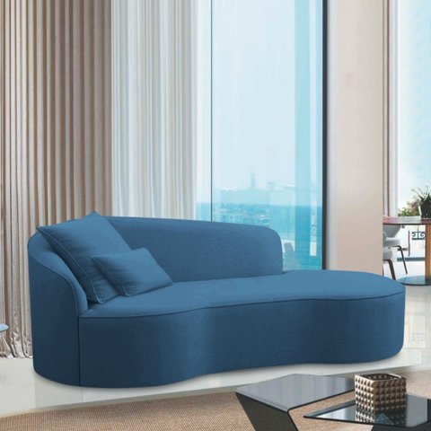 Divã Recamier Curvo Sala de Estar Recepção Inglaterra 220cm Lado Direito Linho