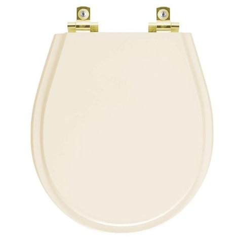 Assento Sanitário Soft Close Avalon Bone para Vaso Ideal Standard com Ferragem Dourada