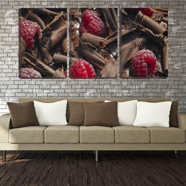 Quadro Decorativo 80x140 amoras vermelhas sobre chocolate - 2