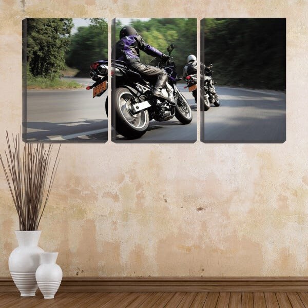 Quadro Decorativo 80x140 duas rodas no asfalto - 2