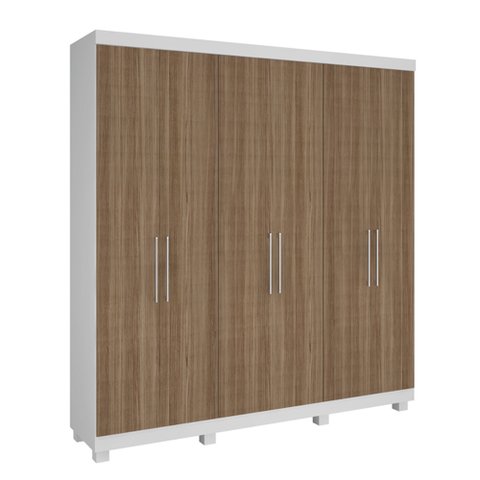 Guarda-Roupa Paranoá com 6 Portas e 3 Gavetas Móveis Rimo Branco/Freijó