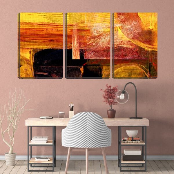 Quadro Decorativo 80x140 preto e laranja abstrato - 2