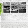 Quadro Decorativo 80x140 barcos preto e branco na praia - 2