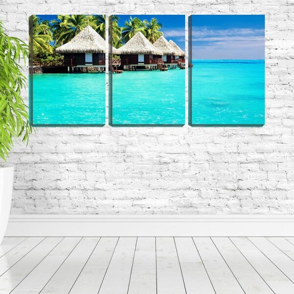 Quadro Decorativo 80x140 quiosque na beira da praia - 1