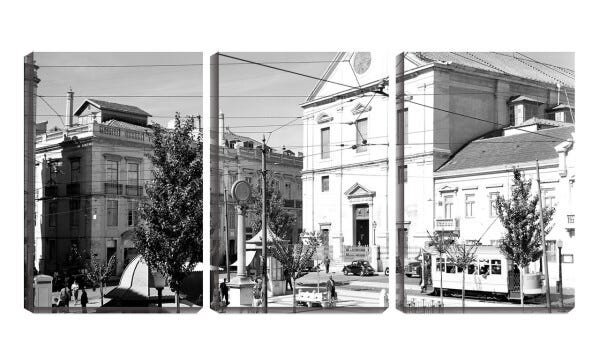 Quadro Decorativo 80x140 bonde na praça antiga pb - 1