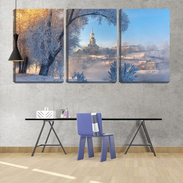 Quadro Decorativo 80x140 arvore coberta de neve - 2