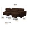 Sofá Canto Chaise Luiza 5 Lug Retrátil Reclinável 250Cm Mola Bonnel Pillow Veludo Marrom - SóSofá - 2
