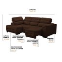Ver imagem 2 de Sofá Canto Chaise Luiza 5 Lug Retrátil Reclinável 250Cm Mola Bonnel Pillow Veludo Marrom - SóSofá