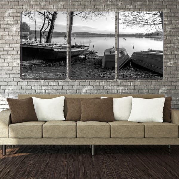 Quadro Decorativo 80x140 barcos na encosta do lago pb - 2