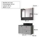 Ver imagem 4 de Armário Conjunto de Banheiro Suspenso, Gabinete/Cuba/Espelheira Havana 80 cm