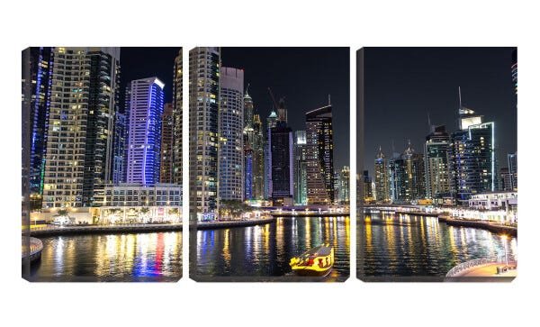 Quadro Decorativo 80x140 prédios iluminados a noite - 1