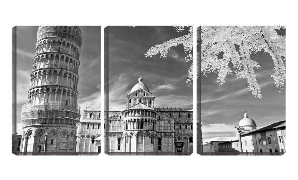 Quadro Decorativo 80x140 torre de pisa preto e branco - 1
