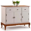 Ver imagem 1 de Balcão Linz 3 Portas Pés Luis Xv 99 X 132 X 45 Cm (a X L X P) - Cor Offwhite/imbuia Glazer