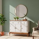 Ver imagem 2 de Balcão Linz 3 Portas Pés Luis Xv 99 X 132 X 45 Cm (a X L X P) - Cor Offwhite/imbuia Glazer