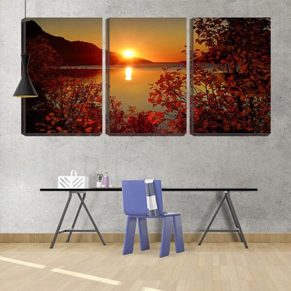 Quadro Decorativo 68x126 pôr do sol entre folhas - 2