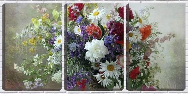Quadro Decorativo 68x126 vaso de flores coloridas - 1