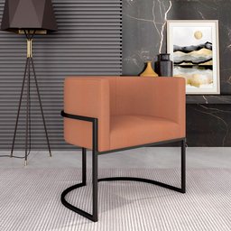 Poltrona Estofada Oregon Preto Fosco/suede Terracota - M. Arapongas Preto Fosco/suede Terracota - 1