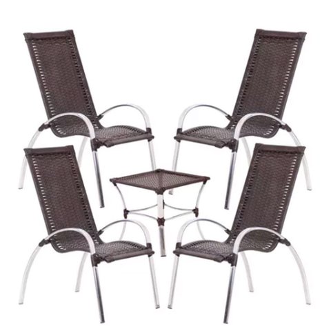 Jogo de Mesa em Alumínio para Área Externa Interna e Mesa de Centro Garden Trama