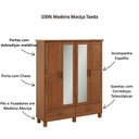 Ver imagem 4 de Guarda Roupa Madeira Maciça com Espelho 1142c Bronze 4 Portas e 2 Gavetas Castanho Finestra