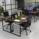 Ver imagem 2 de Estação de Trabalho Escritório 2 Lugares Industrial Netmobil - Nogal/preto