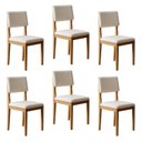 Ver imagem 1 de Kit 6 Cadeiras para Sala de Jantar Pés Madeira Maciça Carol Bege/Cinamomo/Veludo Palha