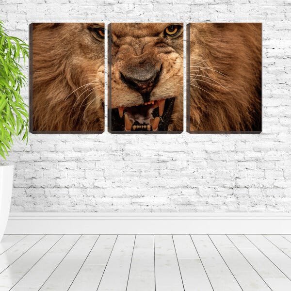 Quadro Decorativo 68x126 leão feroz dentes a mostra - 2
