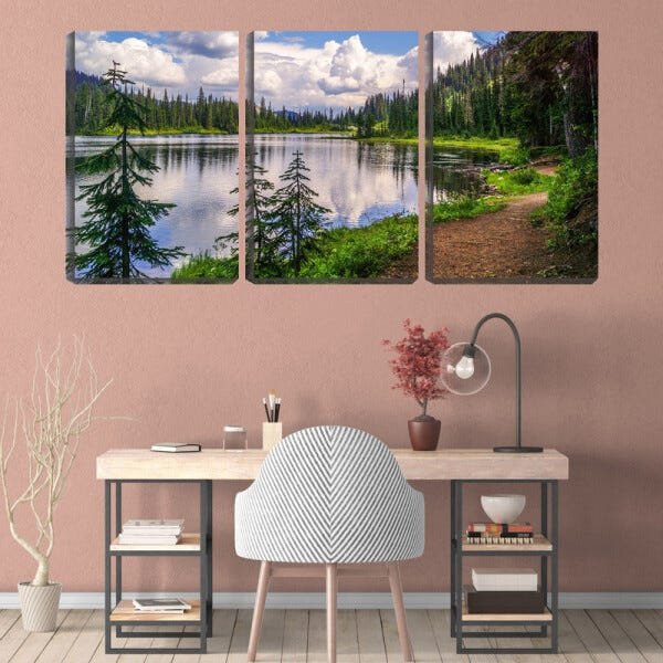Quadro Decorativo 68x126 lago azul sob nuvens brancas - 2