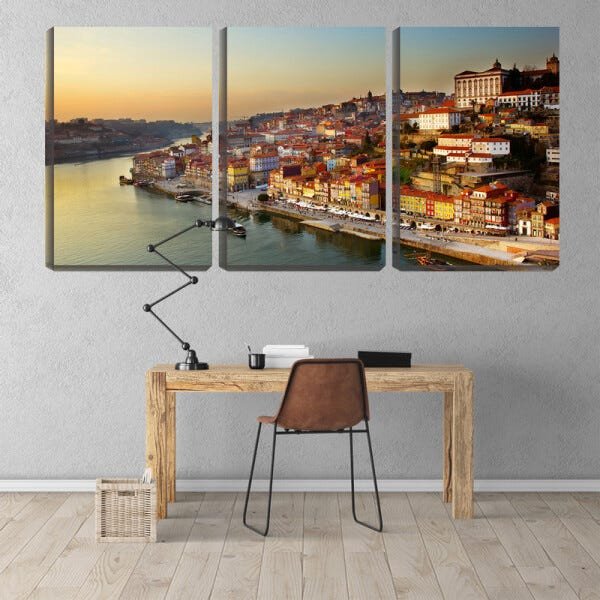Quadro Decorativo 68x126 rio ao redor de cidade antiga - 2