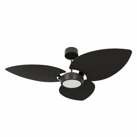 Ventilador de Teto Natuvent Dahlia Led 3 Pás Madeira Preto 3000k Branco Quente, Luz Amarela 220v