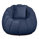 Ver imagem 2 de Poltrona Concha C/ Almofada no Veludo Azul Marinho - Belliv Decor