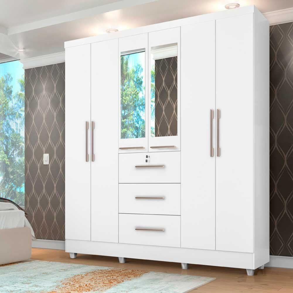 Roupeiro Tokio c/ 6 Portas 3 Gavetas Branco | MadeiraMadeira